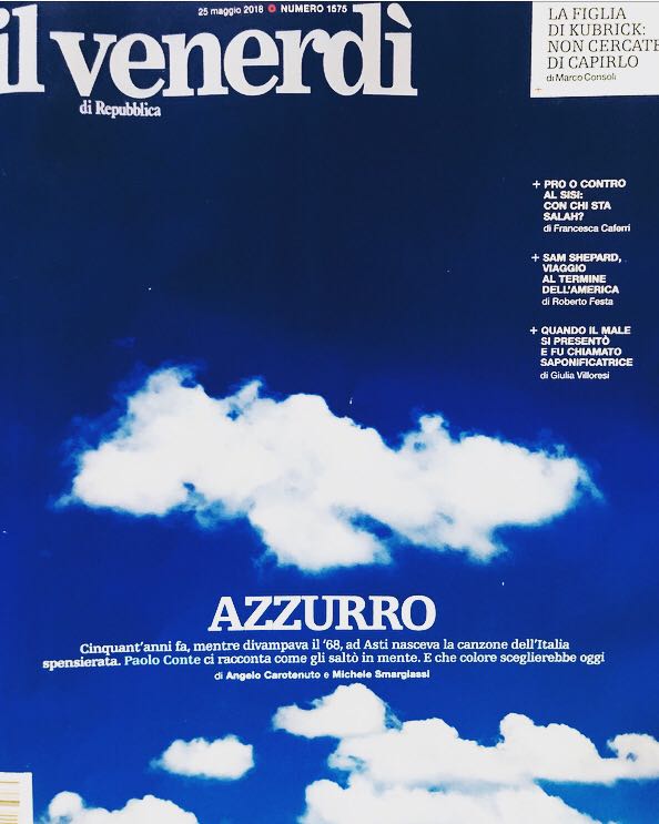 copertina de "Il Venerdì di Repubblica" n°1575 del 25/05/2018 dedicata ai 50 anni di "Azzurro"