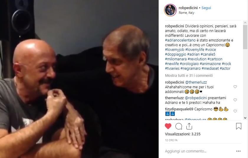 Roberto Pedicini e Adriano Celentano su Instragram