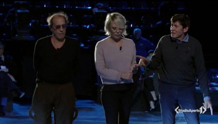 Adriano Celentano con Maria De Filippi e Gianni Morandi